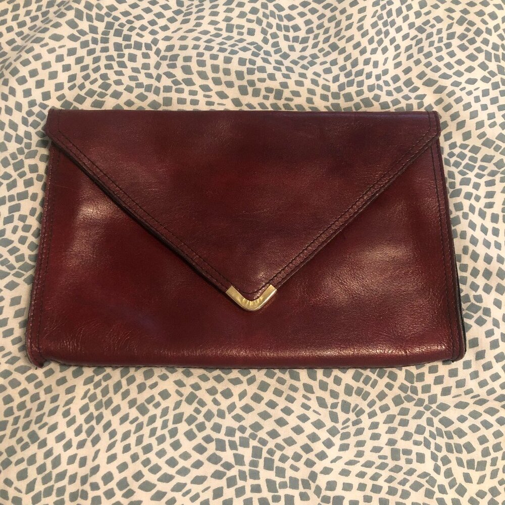 Burgundy Leather Clutch
